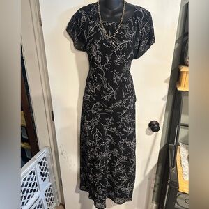 4/$16 Mlle Gabrielle Black and White Ruffled Wrap Maxi Dress